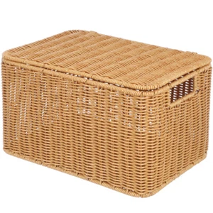 Home Bathroom Woven Basket With Lid Decorative Basket With Lid Lidded Basket - Picture 1 of 11