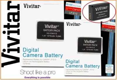 Paquete de 2 baterías de iones de litio LP-E12 de alta capacidad para Canon Powershot SX70 HS Foto 1 de 3