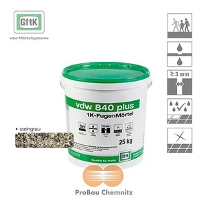 1 Pal. / 24x 25kg vdw 840 plus 1K FugenMörtel steingrau Fußg.-Bel. Terrasse GftK - Bild 1 von 1