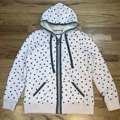 Jaqueta com capuz Boden feminina bolinhas lã forrada zíper completo pino cinza tamanho M - Imagem 1 de 4