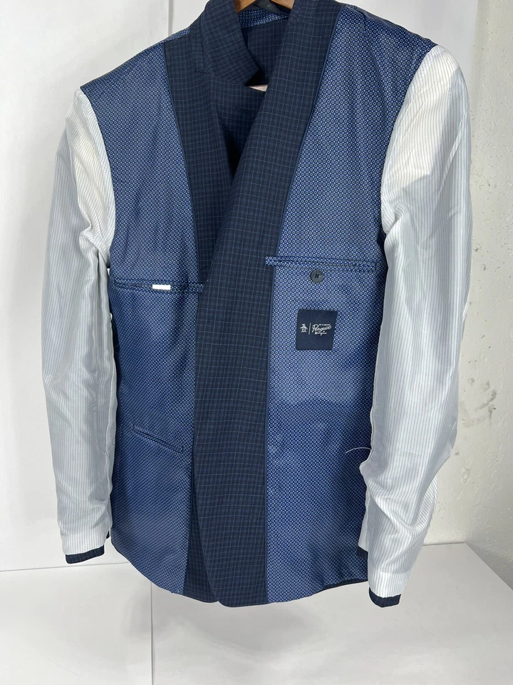 Original Penguin Blazer Size 40 Blue Birdseye Wool 40R Plaid Windowpane - Image 1 of 4