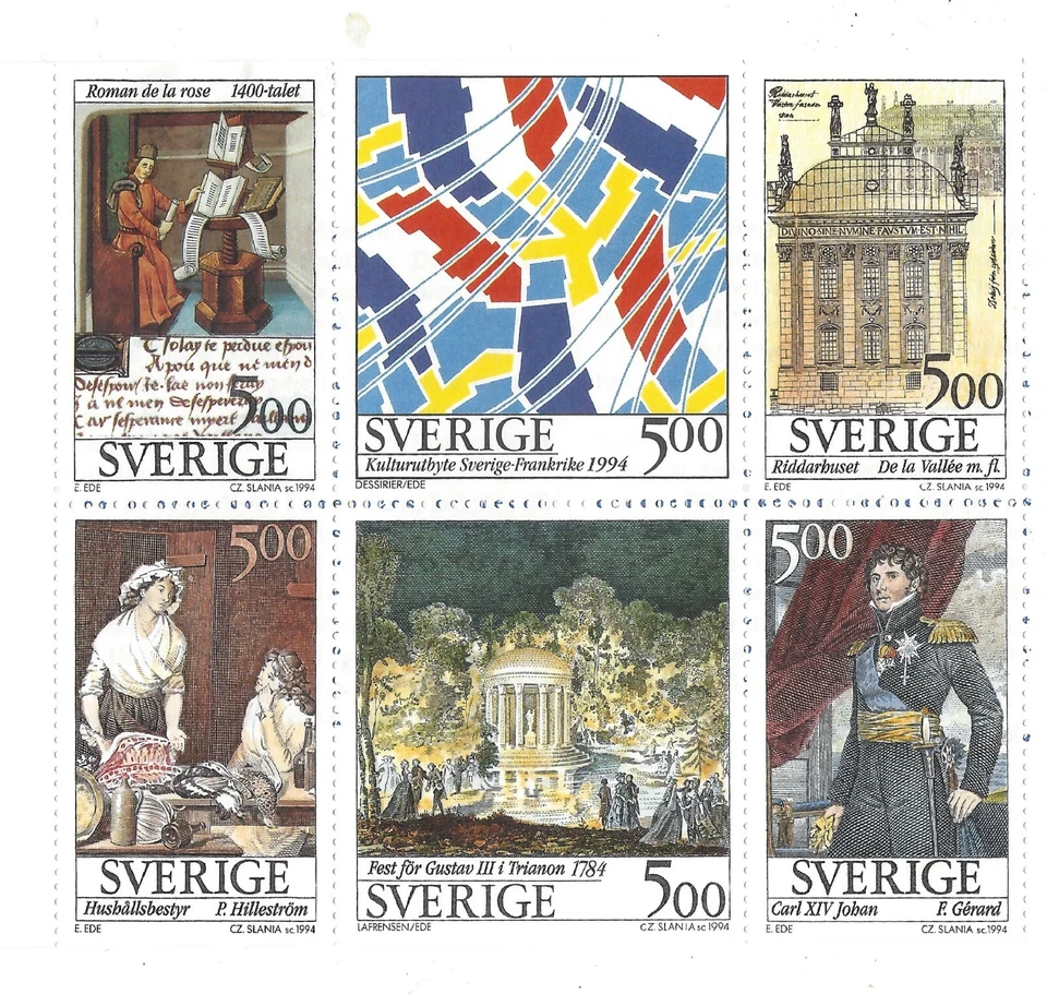 Sweden Scott #2065-2070a MNH XF 5k 1994 Booklet of 6 Stamps CV 14.00 - Image 1 of 1