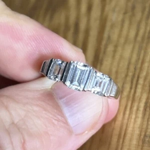 Diamonique Silver Cubic Zirconia Ring; Unworn; Emerald Cut Multi; Size R - Picture 1 of 24