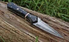 9"EDC  Double-Edged handmade Damascus steel hunting dagger boot knife survival