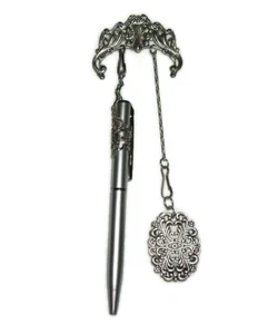 MODERN VICTORIAN Simple CHATELAINE Brooch Pin Useful Pen Notepad Vintage Style - Picture 1 of 4