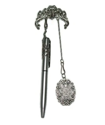 Broche prendedor CHATELAINE VICTORIANO MODERNO útil bolígrafo bloc de notas estilo vintage Foto 1 de 4
