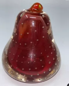 Vtg Lefton Orig Ruby Red Sommerso Glass Pear Shape Glass Paperweight Bullicante - Picture 1 of 6