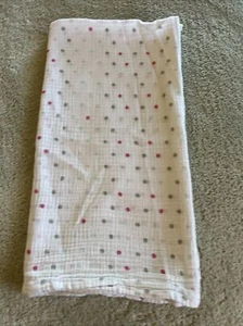 Aden Anais weiß blaugrün rosa graue Tupfen große Swaddle Babydecke - Bild 1 von 6