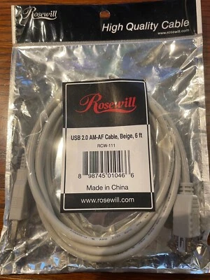 Rosewill RCW-111 – 6-Foot USB 2.0 A Male to A Female Extension Cable, Beige - Image 1 of 2