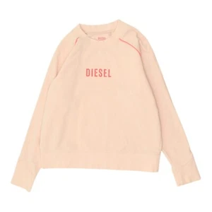 Diesel Mujer Rosa Sudadera | Cuello Redondo Deportivo Informal Pullover Logotipo Deletreado - Imagen 1 de 5