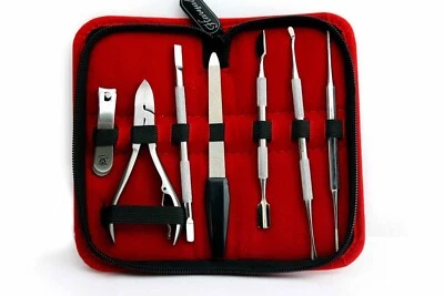 Maniküre-Pediküre-Set, 7-teilig, Nagelknipser, Cutter, Nagelfeilenetui, rot - Bild 1 von 3