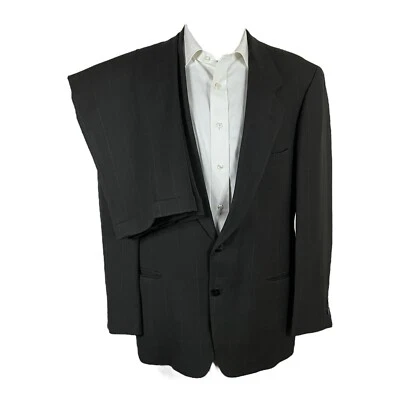 Vintage Pierre Cardin 2 Piece Suit Mens 42R 32x29 Dark Green Windowpane Check - Image 1 of 4