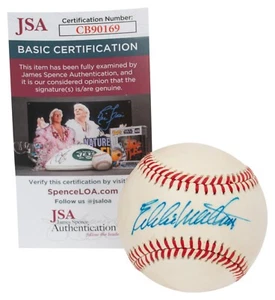 Braves HOF Eddie Mathews Signed Sweet Spot National League Baseball - JSA COA - Picture 1 of 7