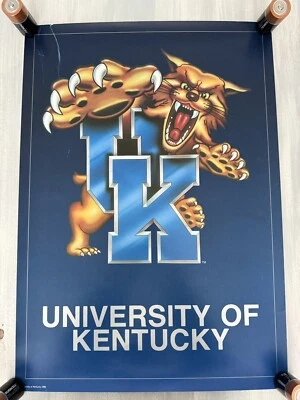 Póster con el logotipo de los Wildcats de la Universidad de Kentucky 1986 24" x 17" baloncesto fútbol americano Foto 1 de 4