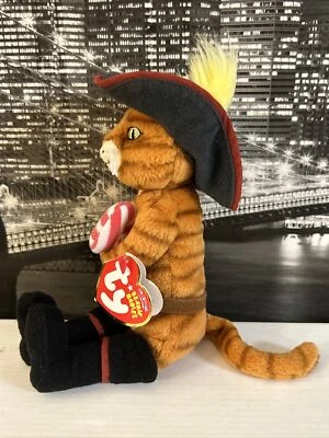 Gato con Botas Gato Peluche Bastón de Caramelo Sombrero Cinturón Shrek Muñeca Estatuilla TY Nuevo con Etiqueta Foto 1 de 4