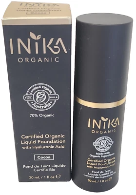 Inika Organic Liquid Foundation Cocoa 30ml Vegan Halal - Image 1 of 3