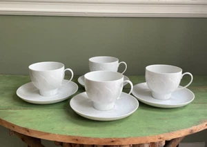 Set di quattro tazze e piattini piatti Lotus White di Rosenthal - Continental - Foto 1 di 12