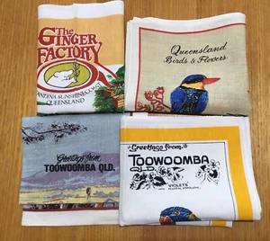 4 Vintage Tea Towels Queensland Area Theme. Birds, Scenery. - Picture 1 of 9