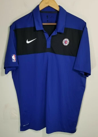 Men's Nike Dri Fit Los Angeles Clippers NBA Blue Golf Polo Shirt Size Large Cover