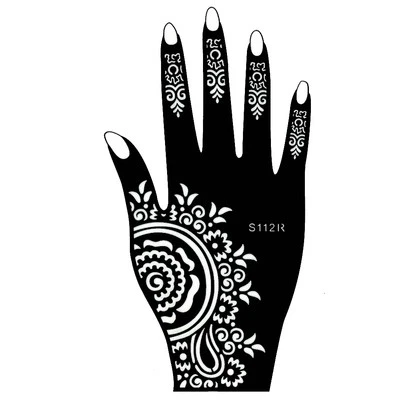 JUSTFOX Henna Tattoo Schablone Hand Rechts Kina Handbemalung Dövme Mehndi