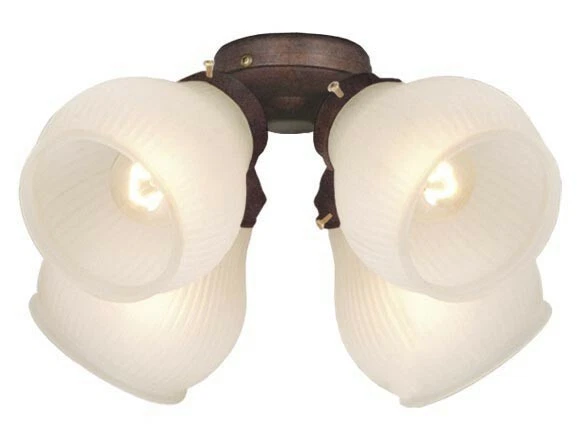 Weathered Patina And Frosted Glass Fan Light Kit - Image 1 of 1