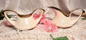 Vintage Pearl China Co Iridescent Ivory / 22k Gold Creamer & Sugar Bowl - Imagen 1 de 13