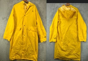 CLC Rain Trench Coat Hooded Heavy Yellow PVC Large Vented Fishing Pockets R106 - Picture 1 of 12