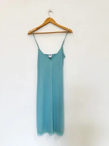 Designer Collette Dinnigan VTG 1990s Aqua Blue Stunning Slip Women's Dress - Picture 1 of 4