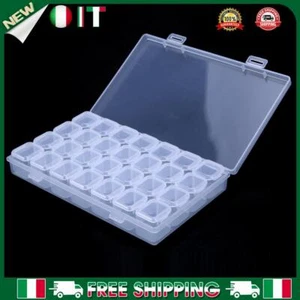 # Custodia in plastica per nail art con coperchio trasparente 28 slot vuoti per - Foto 1 di 5