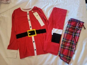 NWT Bums And Roses Christmas Santa Suit 2 Piece Pajamas Viscose Bamboo Size 9/10 - Picture 1 of 3