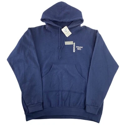 Vintage 90's DEADSTOCK Guess Athletic Hoodie Sweatshirt Blue Size Large w/ Tags - Image 1 of 4