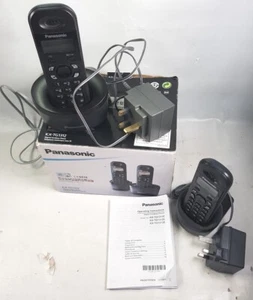 2 PANASONIC KX-TG1312E CORDLESS PHONES WITH INSTRUCTIONS: BASE UNIT & EXTENSION - Picture 1 of 10