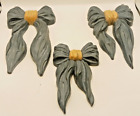 Vintage 1961 HOMCO Gray Ribbon Bows Set of 3 Wall Decor Made in the USA
