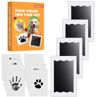 4 Pcs Fußabdruck Baby Nabance Pfotenabdruck Set Hund Katze, Baby Fussabdruck Set - Bild 1 von 4