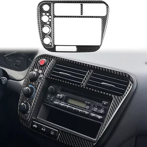 Tapicería de panel de radio aire acondicionado consola central de fibra de carbono para Honda Civic 1996-2000 - Imagen 1 de 5