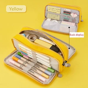 Large Capacity Pencil Case Canvas Pen Pouch Stationery Box Makeup Bag Student - Picture 1 of 16