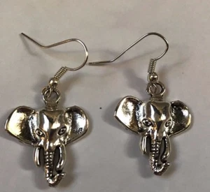 ❤️ CUTE ELEPHANT DROP EARRINGS TIBETAN SILVER Silver plated hooks in Gift Bag - Picture 1 of 4