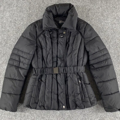 Guess Girls Puffy Jacket Wth Belt Full Zip Black Size Large - Image 1 of 4