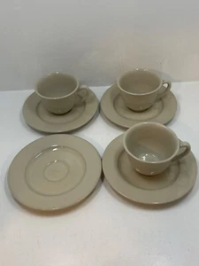 Jars France Basique Quartz Set of 3 Cups and 4 Saucers Crackle Glaze - Picture 1 of 9
