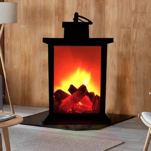Battery Powered Table Fireplace Lantern Lamp Decorative LED Light for Garden - Picture 1 of 12