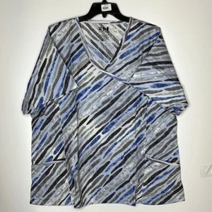 NWT Beverly Hills Uniforms Scrubs 3X PLUS SIZE - Blue Stripe - Picture 1 of 7