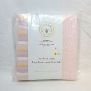 Burt's Bees Baby Organic Cotton Crib Sheet in Purple And Pink 2-Pack