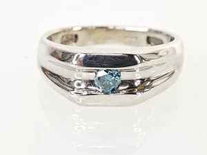 14K White Gold APX 1/5 CTW Round Blue Diamond Ring Band Sz 9 (AM1087159) - Picture 1 of 7