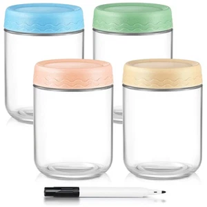 16 Oz Overnight Oats Containers with Lids - 4 Pack Glass Storage Jars with Ai... - Picture 1 of 7