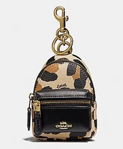 NUEVO SIN ETIQUETAS COACH CUERO Mini Mochila de Corte Bolso Dije Llavero NEGRO/IMPRESIÓN ANIMAL DIFÍCIL DE ENCONTRAR - Imagen 1 de 6