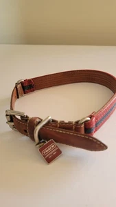 Coach Vintage Size Medium Red and Blue with Charm Dog Collar - Picture 1 of 14