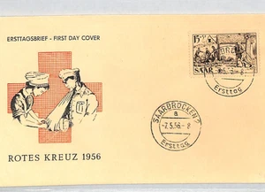 SAAR Germany FDC 1956 RED CROSS Illustrated Saarbrücken First Day Cover RC154 - Picture 1 of 7