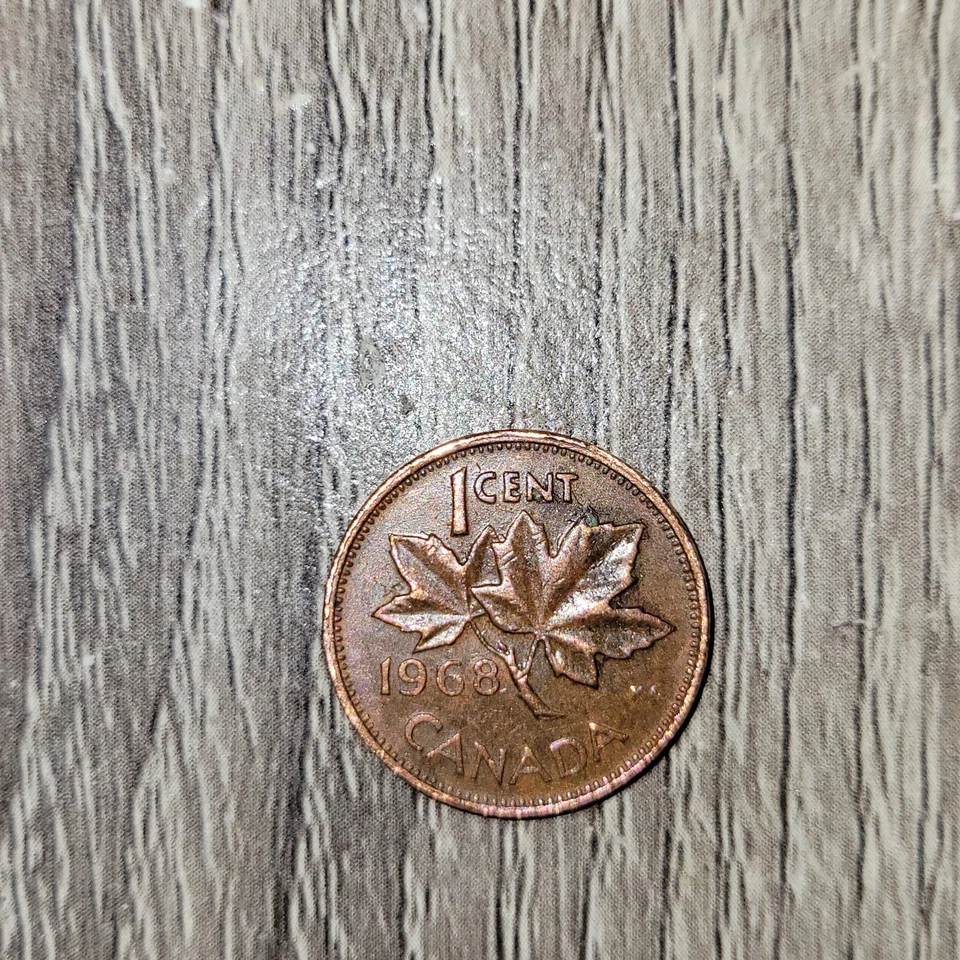 1968 Canadian Maple Leaf Twig Penny 1 Cent - Image 1 of 3