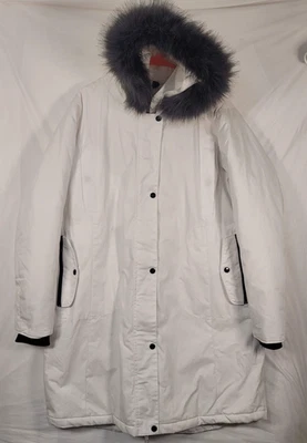 LIV Outdoor Parka Coat Womens XL White Faux Fur Hood Quilted Lined Long Winter - Image 1 of 4