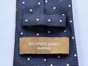 RICHARD JAMES Silk Tie Blue And Ivory Spot Pattern - Picture 1 of 3